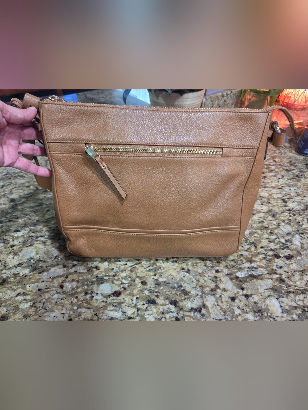 RADLEY LONDON Tan Pebbled Leather Crossbody Bag